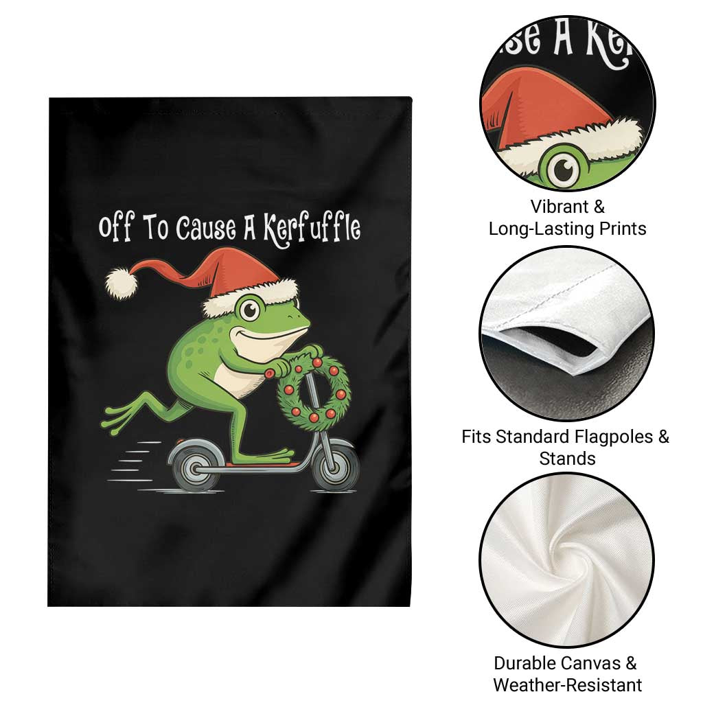 Off To Cause A Kerfuffle Garden Flag Funny Frog Christmas - Wonder Print Shop