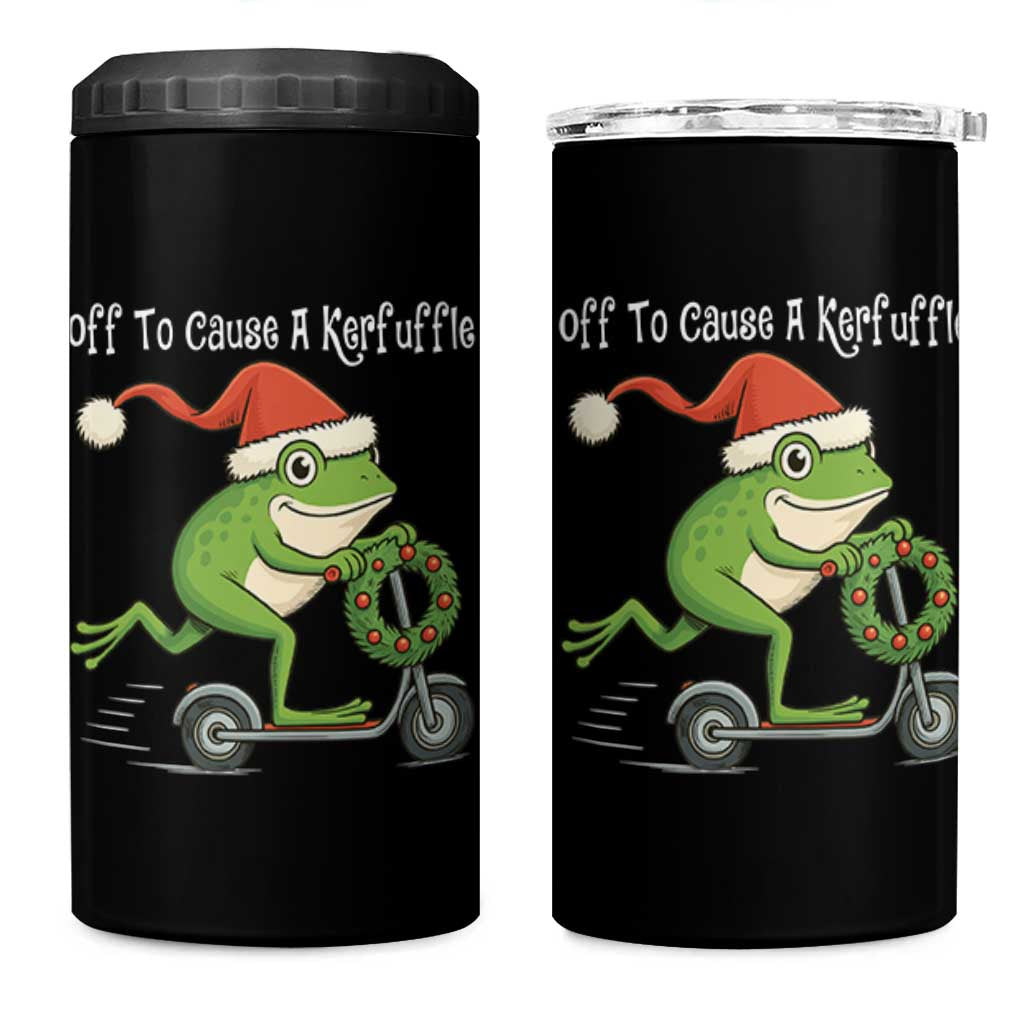 Off To Cause A Kerfuffle 4 in 1 Can Cooler Tumbler Funny Frog Christmas - Wonder Print Shop