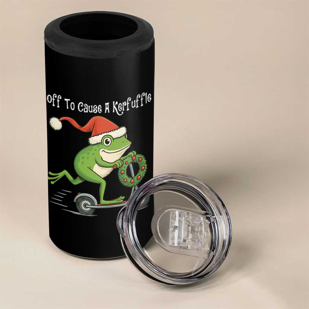Off To Cause A Kerfuffle 4 in 1 Can Cooler Tumbler Funny Frog Christmas - Wonder Print Shop