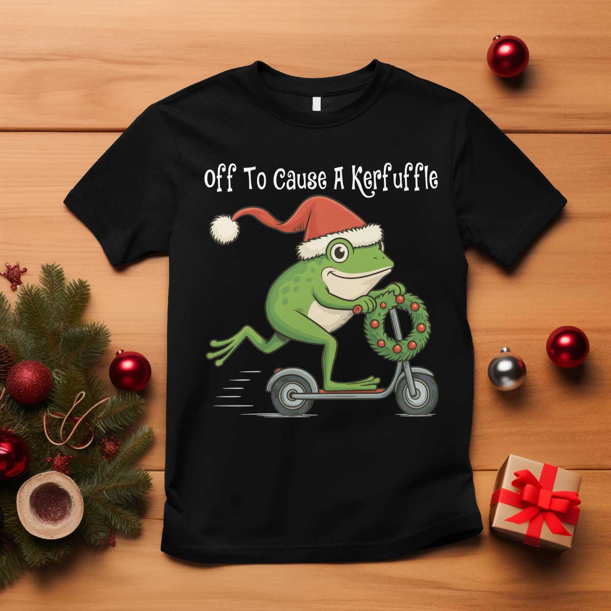 Off To Cause A Kerfuffle T Shirt Funny Frog Christmas - Wonder Print Shop