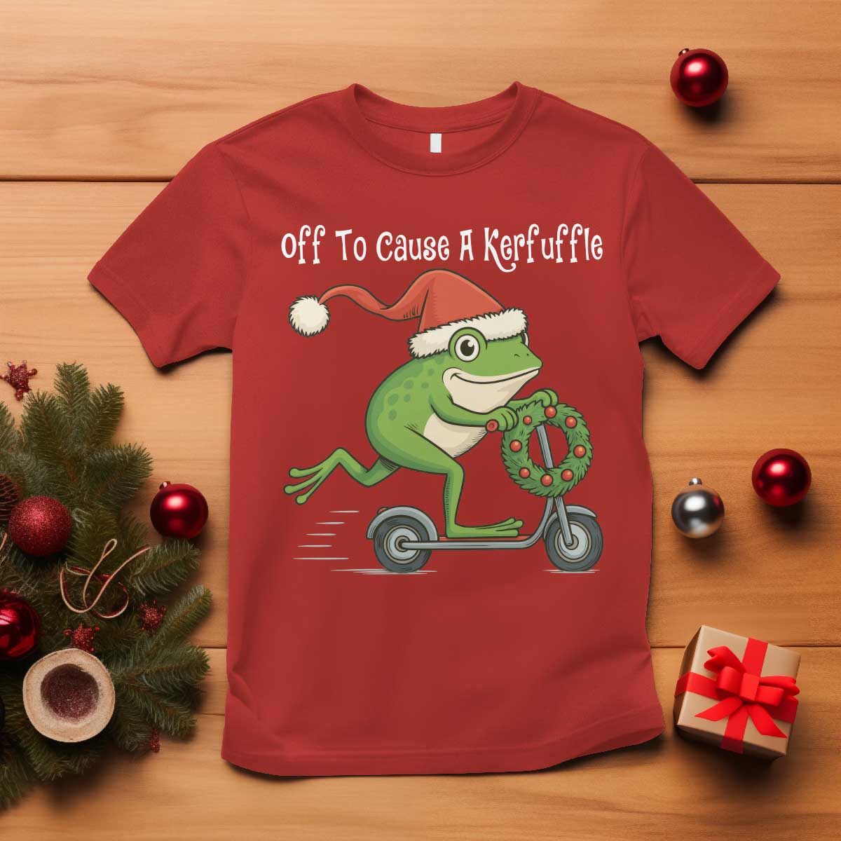 Off To Cause A Kerfuffle T Shirt Funny Frog Christmas - Wonder Print Shop
