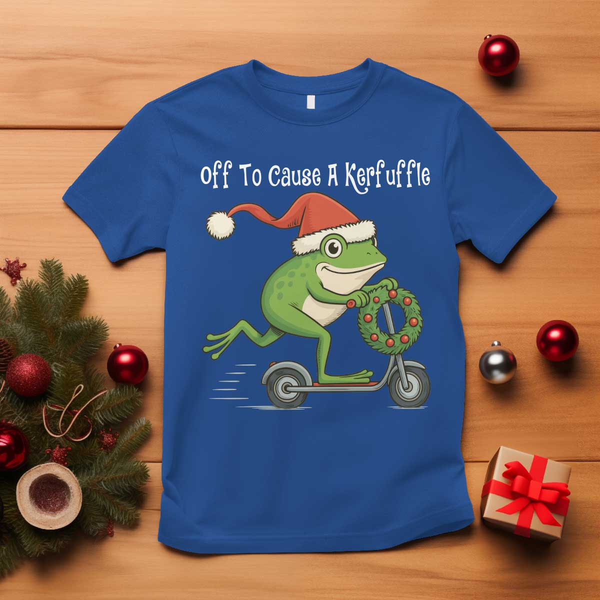 Off To Cause A Kerfuffle T Shirt Funny Frog Christmas - Wonder Print Shop