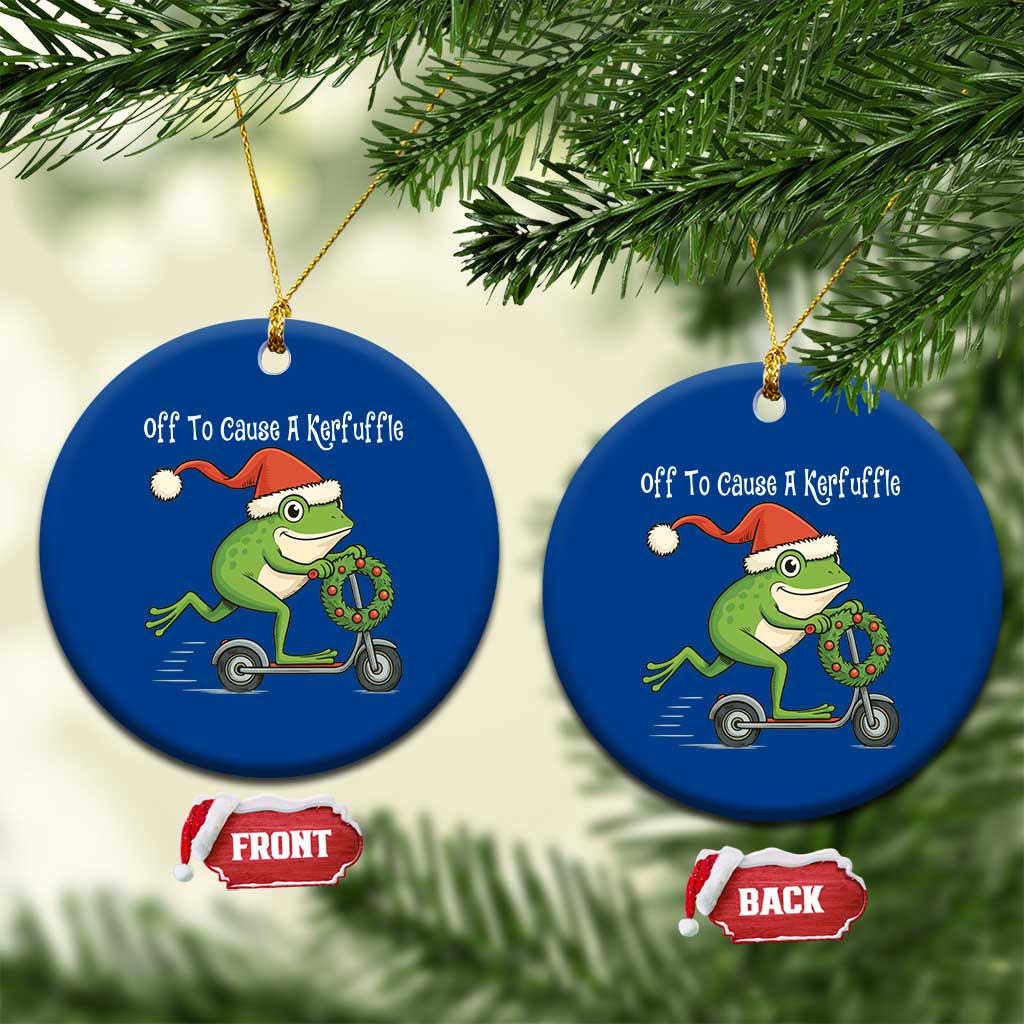 Off To Cause A Kerfuffle Ceramic Ornament Funny Frog Christmas - Wonder Print Shop