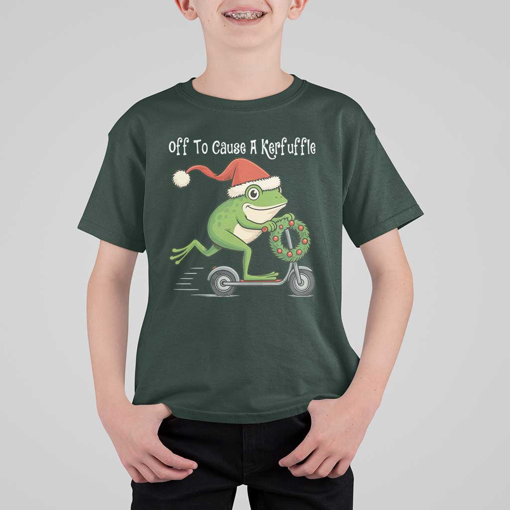 Off To Cause A Kerfuffle T Shirt For Kid Funny Frog Christmas - Wonder Print Shop