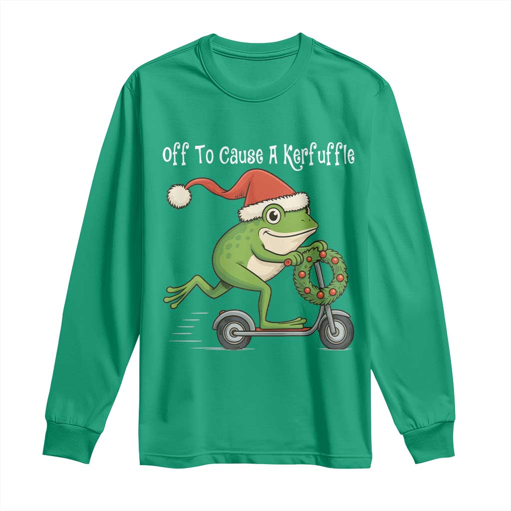 Off To Cause A Kerfuffle Long Sleeve Shirt Funny Frog Christmas - Wonder Print Shop
