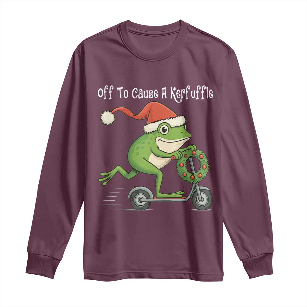 Off To Cause A Kerfuffle Long Sleeve Shirt Funny Frog Christmas - Wonder Print Shop