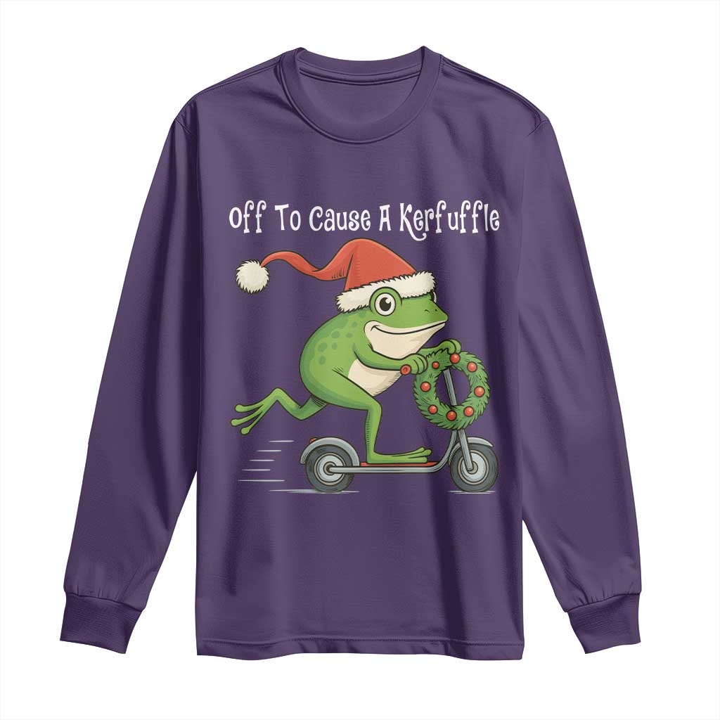 Off To Cause A Kerfuffle Long Sleeve Shirt Funny Frog Christmas - Wonder Print Shop