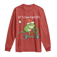 Off To Cause A Kerfuffle Long Sleeve Shirt Funny Frog Christmas - Wonder Print Shop