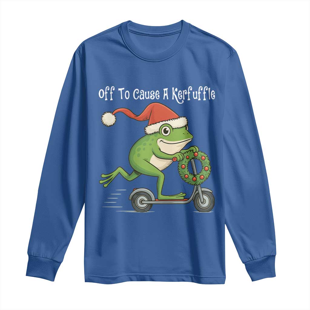 Off To Cause A Kerfuffle Long Sleeve Shirt Funny Frog Christmas - Wonder Print Shop