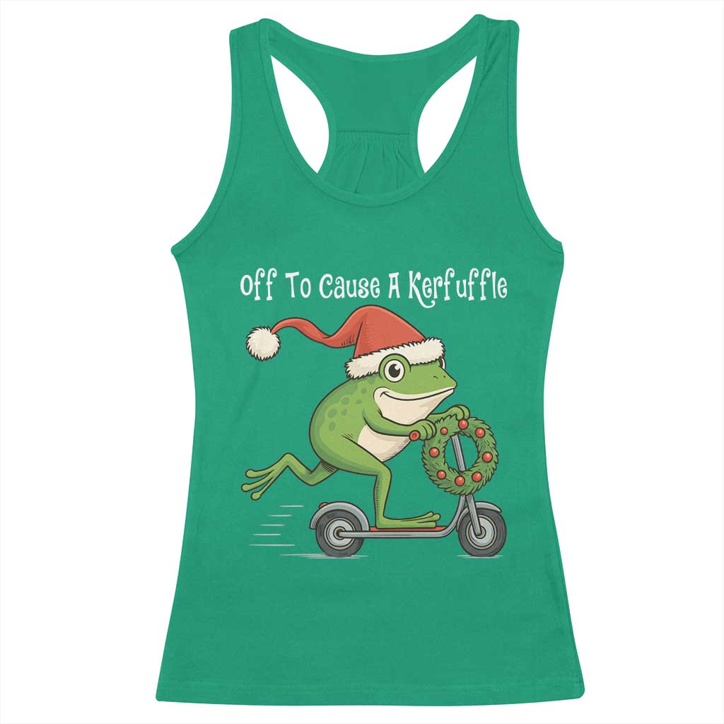 Off To Cause A Kerfuffle Racerback Tank Top Funny Frog Christmas - Wonder Print Shop