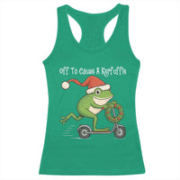 Off To Cause A Kerfuffle Racerback Tank Top Funny Frog Christmas - Wonder Print Shop