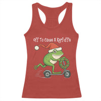 Off To Cause A Kerfuffle Racerback Tank Top Funny Frog Christmas - Wonder Print Shop