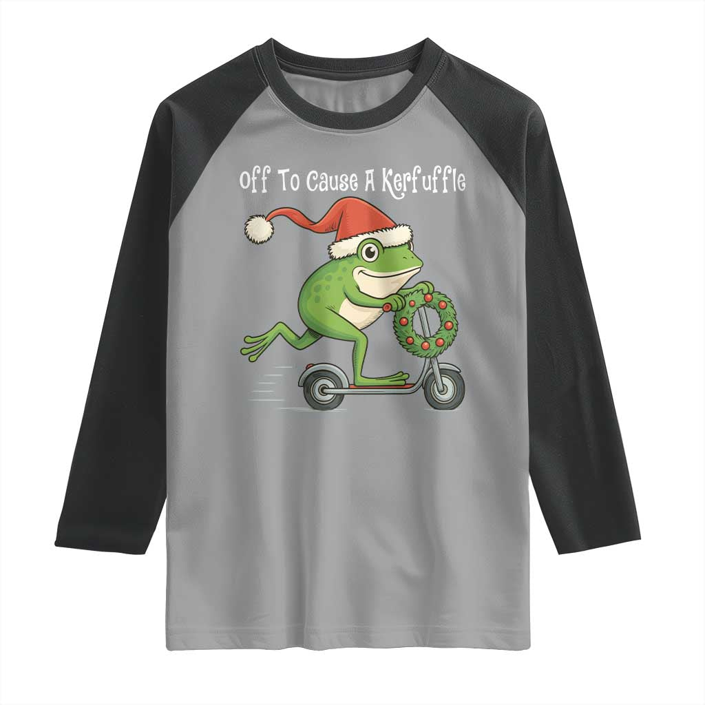 Off To Cause A Kerfuffle Raglan Shirt Funny Frog Christmas - Wonder Print Shop