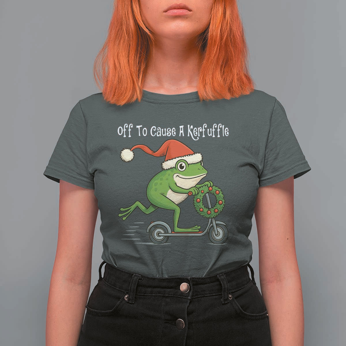 Off To Cause A Kerfuffle T Shirt For Women Funny Frog Christmas - Wonder Print Shop
