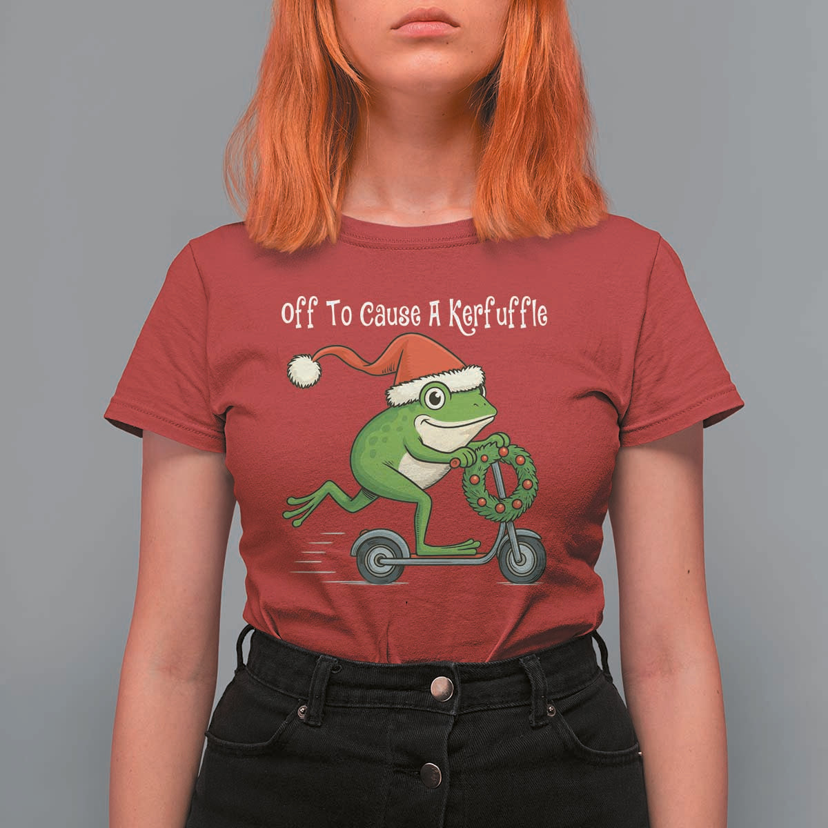 Off To Cause A Kerfuffle T Shirt For Women Funny Frog Christmas - Wonder Print Shop