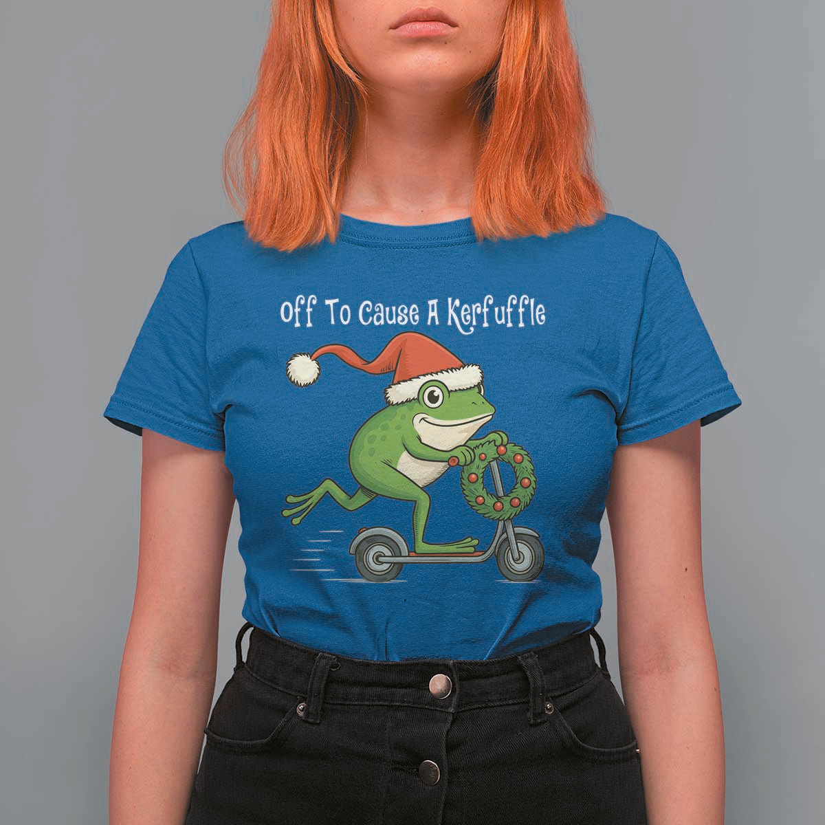 Off To Cause A Kerfuffle T Shirt For Women Funny Frog Christmas - Wonder Print Shop