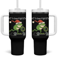 Off To Cause A Kerfuffle Tumbler With Handle Funny Frog Christmas - Wonder Print Shop