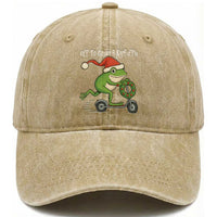 Off To Cause A Kerfuffle Washed Cotton Baseball Cap Funny Frog Christmas