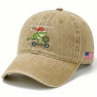 Off To Cause A Kerfuffle Washed Cotton Baseball Cap Funny Frog Christmas