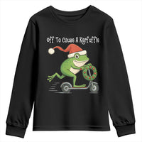 Off To Cause A Kerfuffle Youth Sweatshirt Funny Frog Christmas - Wonder Print Shop