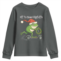 Off To Cause A Kerfuffle Youth Sweatshirt Funny Frog Christmas - Wonder Print Shop