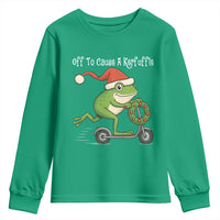 Off To Cause A Kerfuffle Youth Sweatshirt Funny Frog Christmas - Wonder Print Shop
