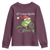 Off To Cause A Kerfuffle Youth Sweatshirt Funny Frog Christmas - Wonder Print Shop