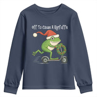 Off To Cause A Kerfuffle Youth Sweatshirt Funny Frog Christmas - Wonder Print Shop