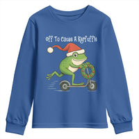 Off To Cause A Kerfuffle Youth Sweatshirt Funny Frog Christmas - Wonder Print Shop