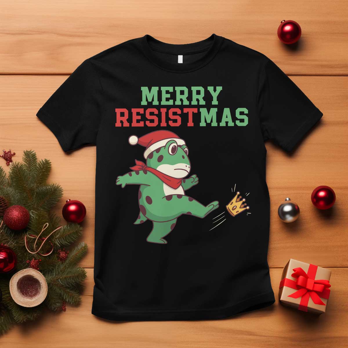 Merry Resistmas Frog Christmas T Shirt - Wonder Print Shop
