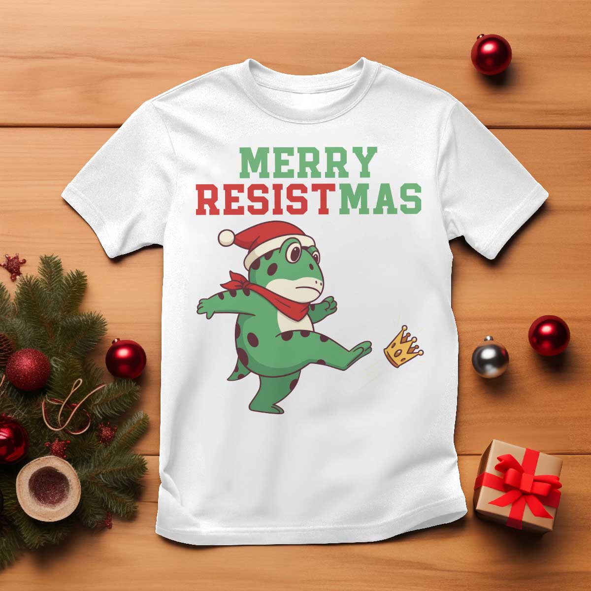 Merry Resistmas Frog Christmas T Shirt - Wonder Print Shop