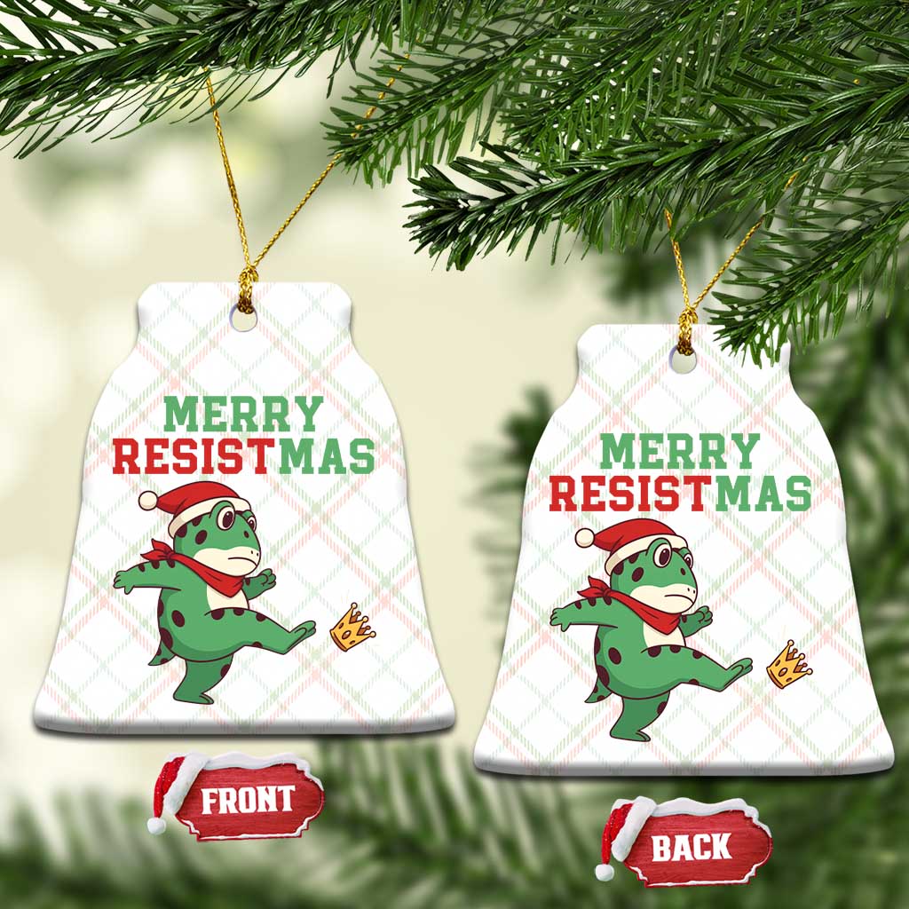 Merry Resistmas Frog Christmas Ceramic Ornament - Wonder Print Shop
