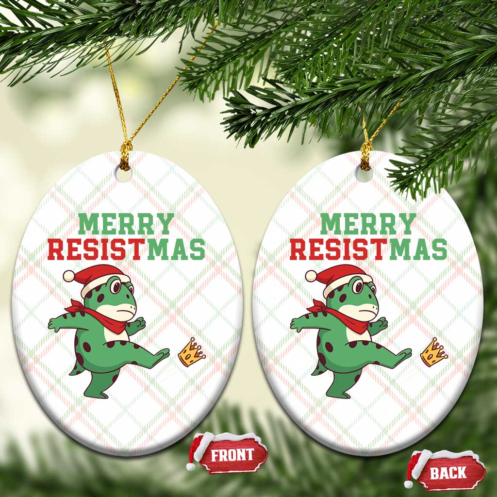 Merry Resistmas Frog Christmas Ceramic Ornament - Wonder Print Shop