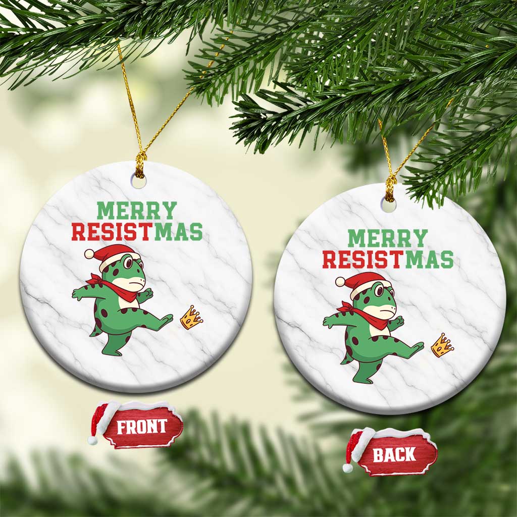 Merry Resistmas Frog Christmas Ceramic Ornament - Wonder Print Shop