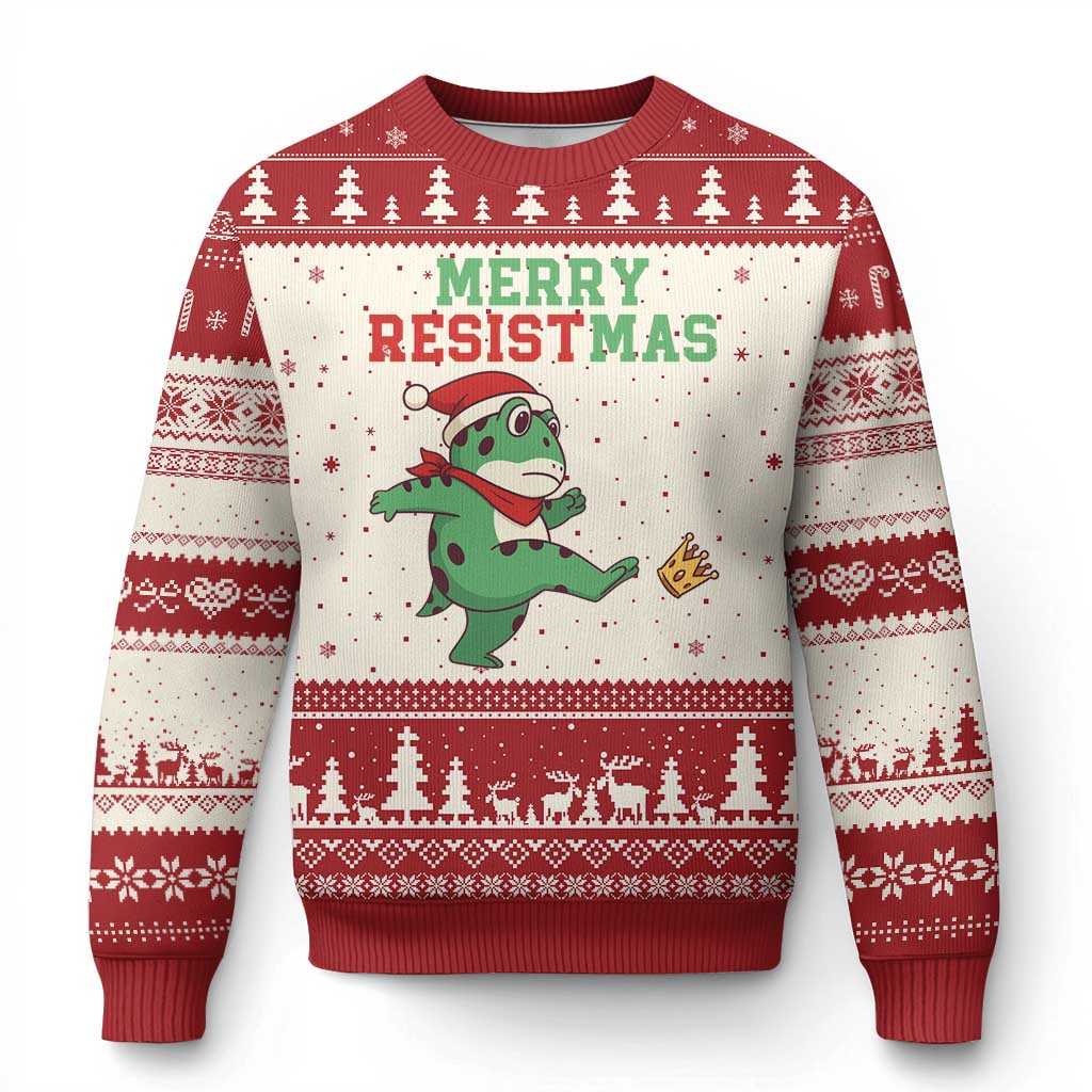 Merry Resistmas Frog Xmas Ugly Christmas Sweater - Wonder Print Shop
