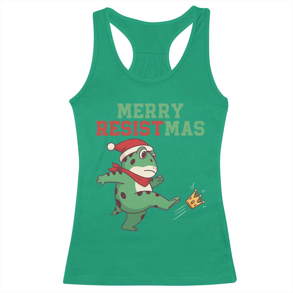 Merry Resistmas Frog Christmas Racerback Tank Top - Wonder Print Shop