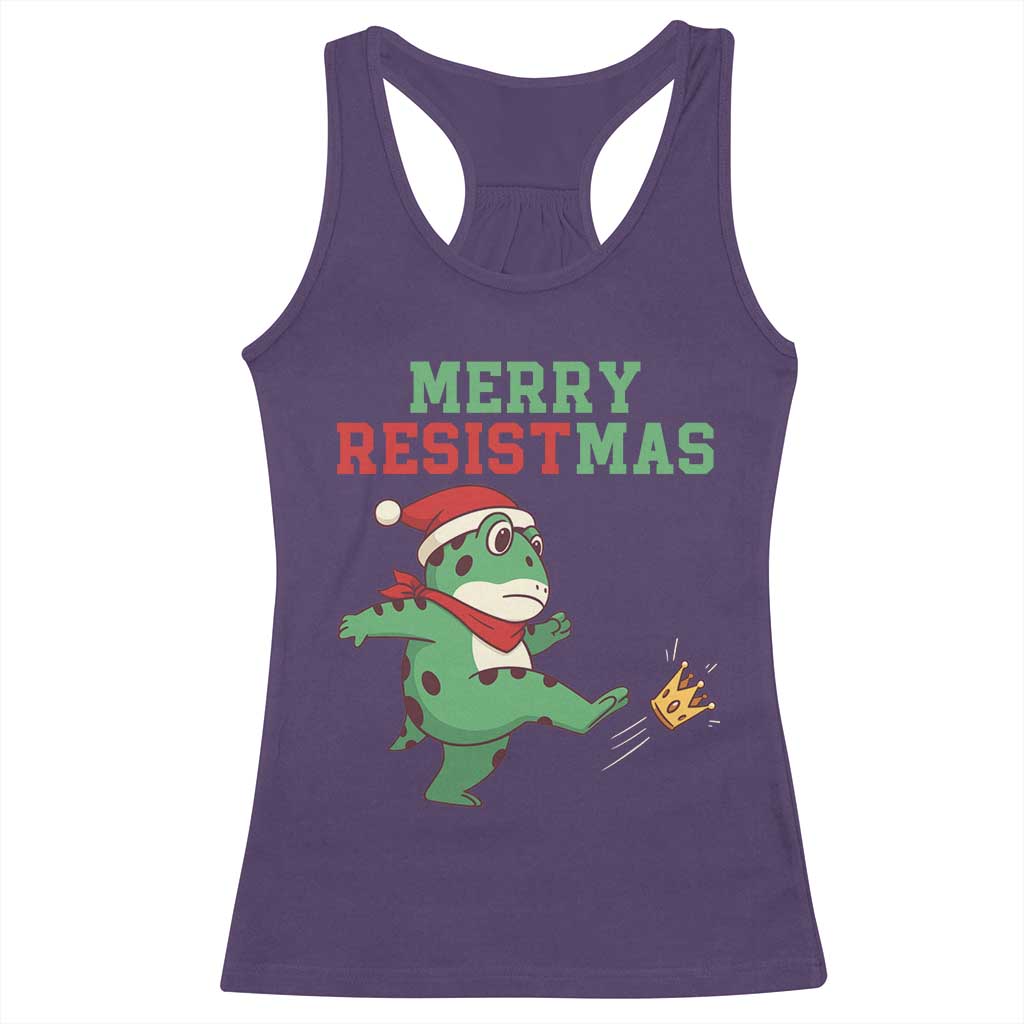Merry Resistmas Frog Christmas Racerback Tank Top - Wonder Print Shop