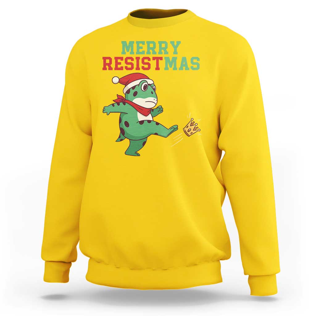 Merry Resistmas Frog Christmas Sweatshirt - Wonder Print Shop