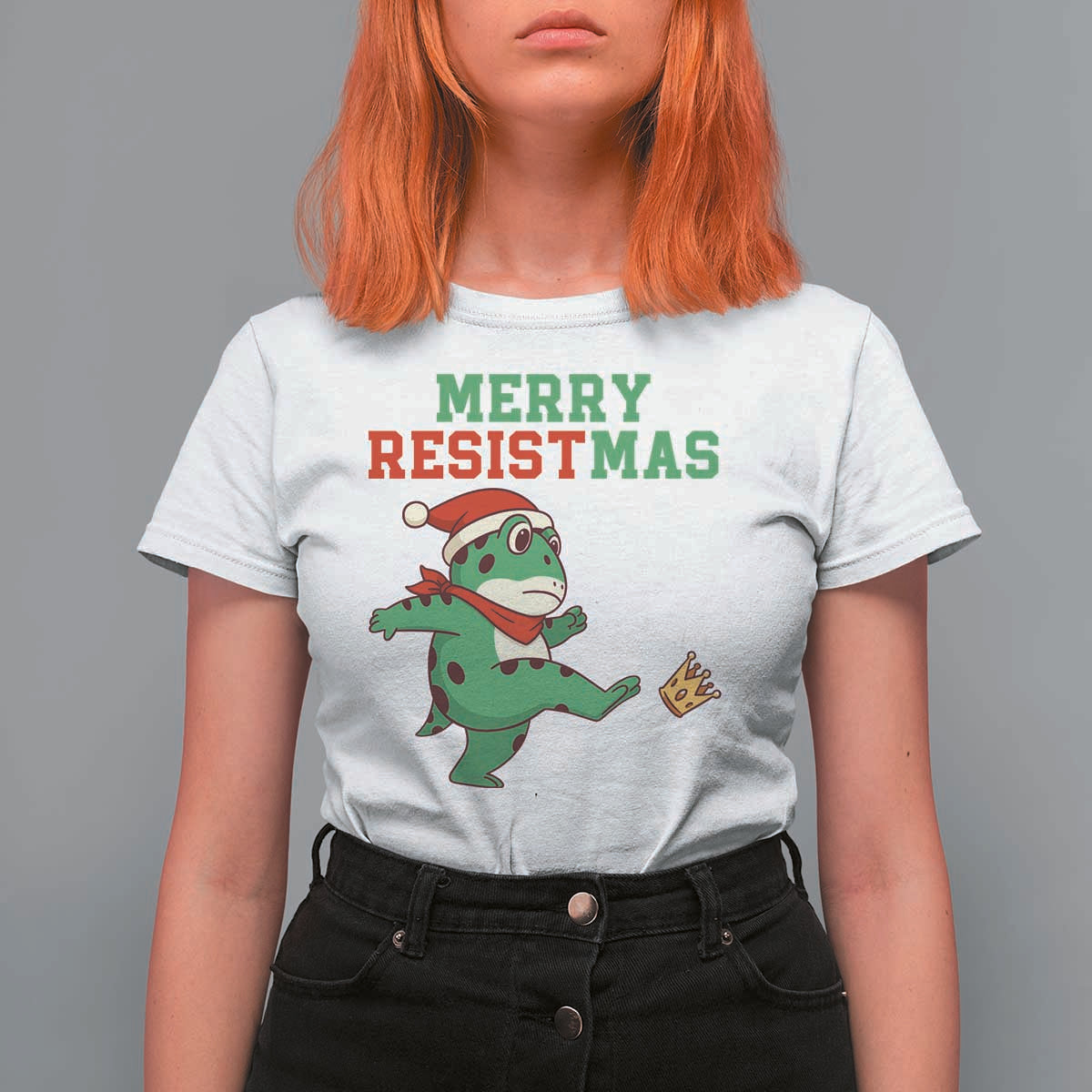 Merry Resistmas Frog Christmas T Shirt For Women - Wonder Print Shop