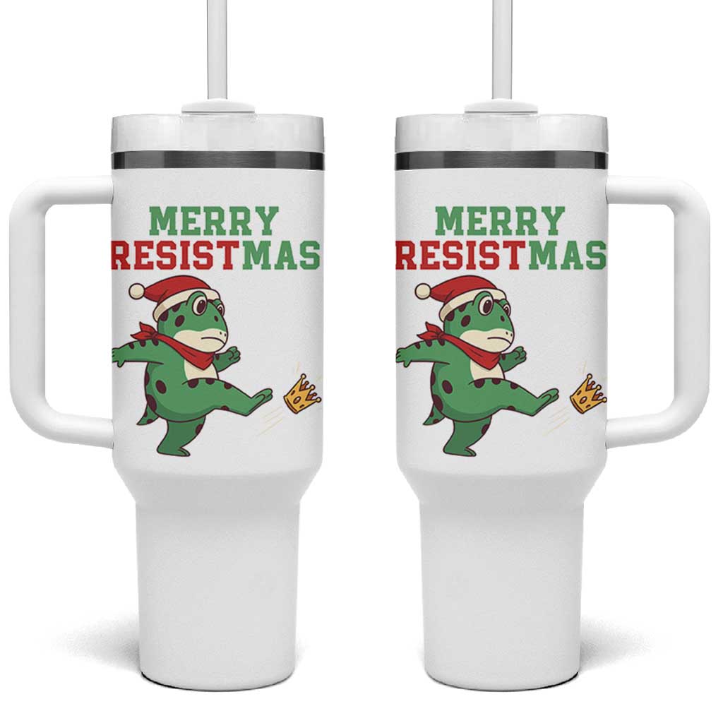 Merry Resistmas Frog Christmas Tumbler With Handle - Wonder Print Shop