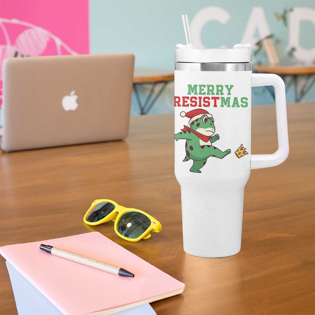 Merry Resistmas Frog Christmas Tumbler With Handle - Wonder Print Shop