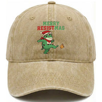 Merry Resistmas Frog Christmas Washed Cotton Baseball Cap
