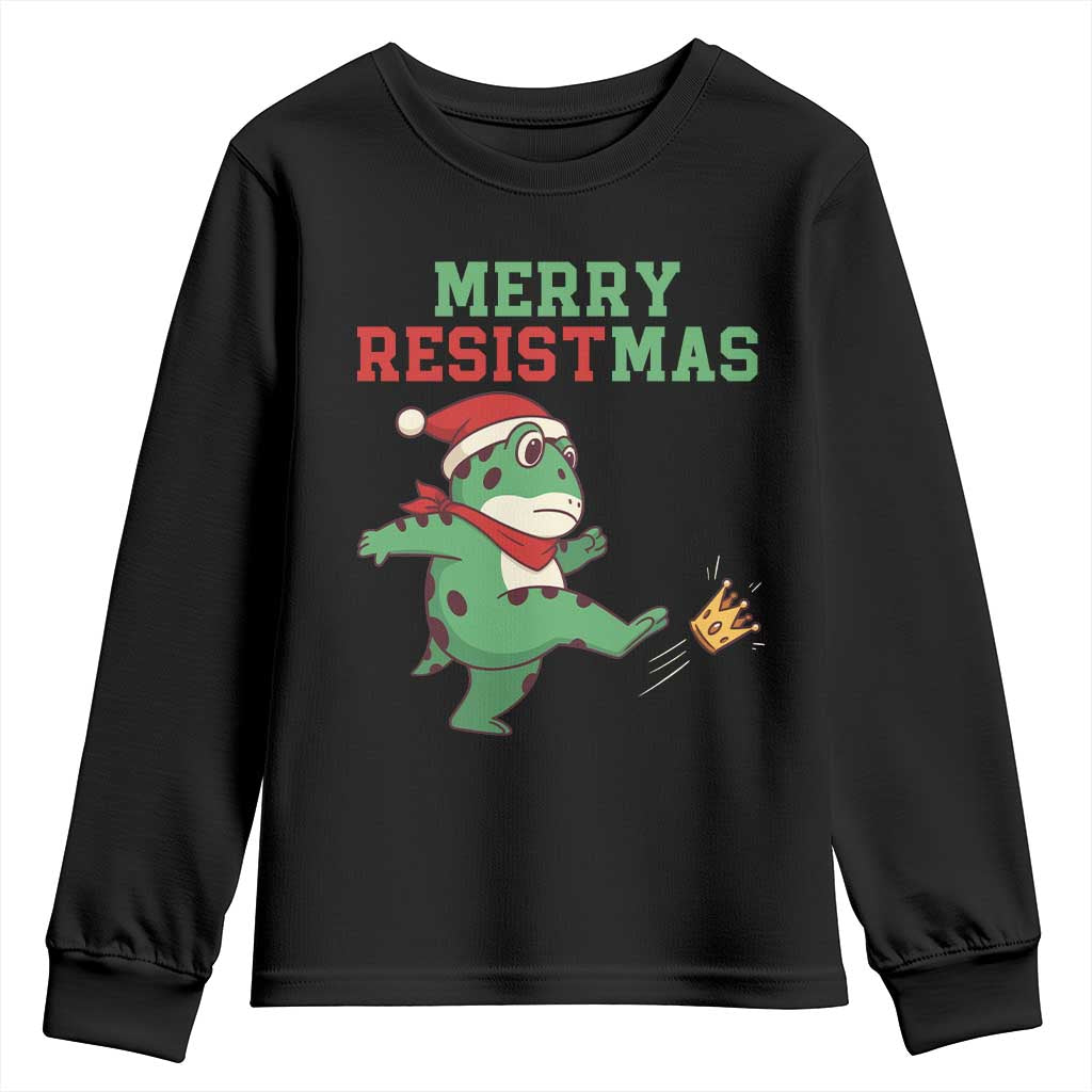 Merry Resistmas Frog Christmas Youth Sweatshirt - Wonder Print Shop