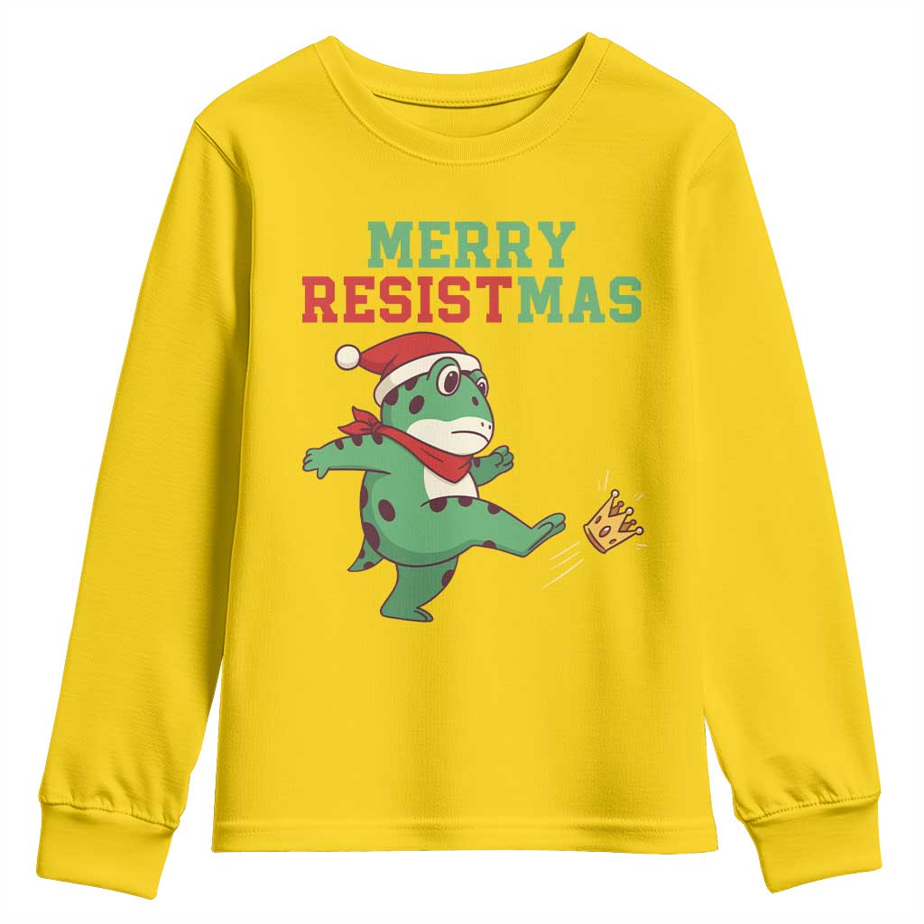 Merry Resistmas Frog Christmas Youth Sweatshirt - Wonder Print Shop