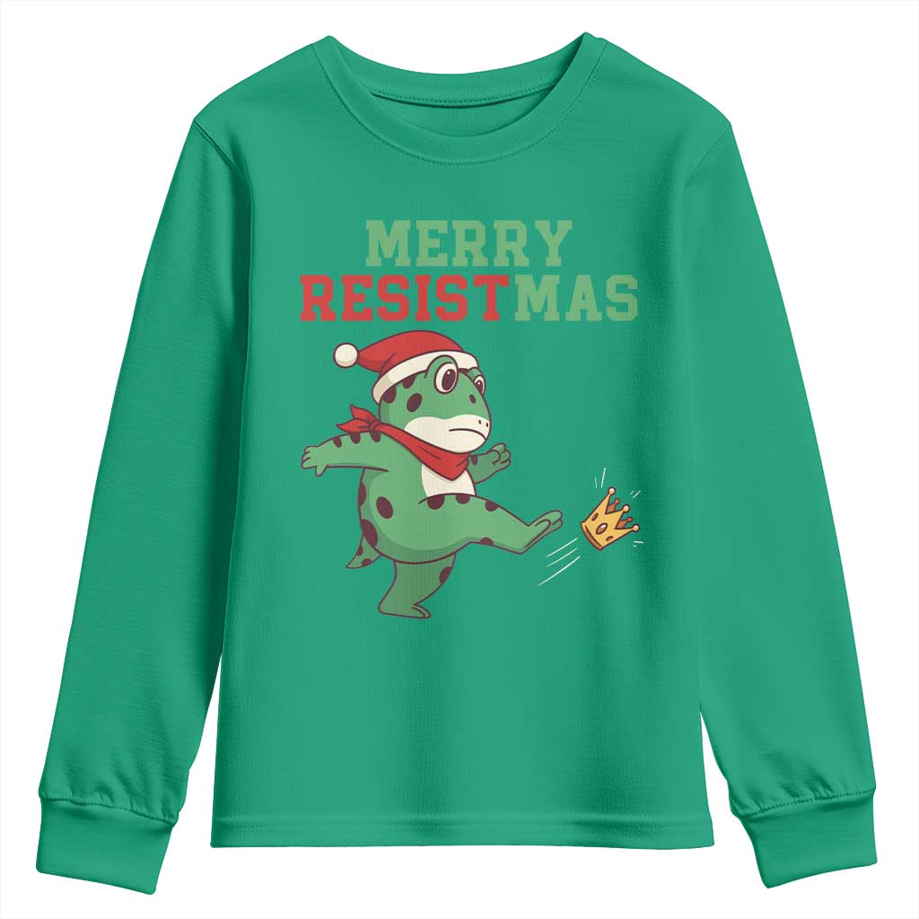 Merry Resistmas Frog Christmas Youth Sweatshirt - Wonder Print Shop
