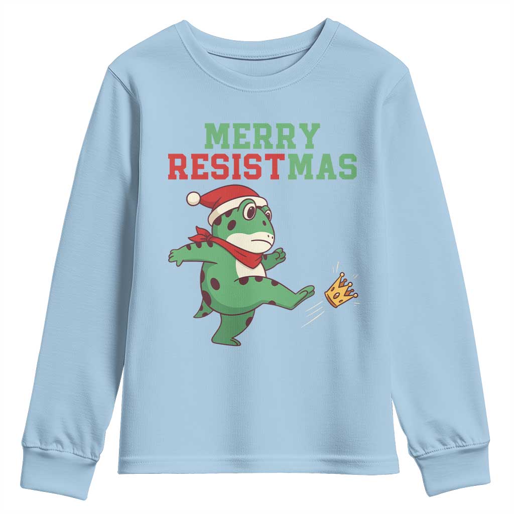 Merry Resistmas Frog Christmas Youth Sweatshirt - Wonder Print Shop