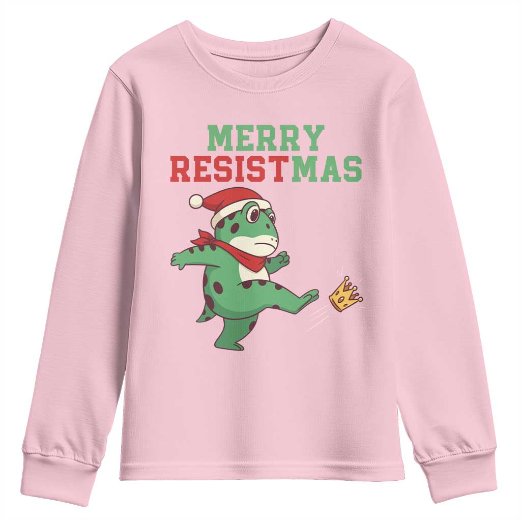 Merry Resistmas Frog Christmas Youth Sweatshirt - Wonder Print Shop