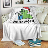 Bookworm Christmas Throw Blanket Reading Book Lover - Wonder Print Shop