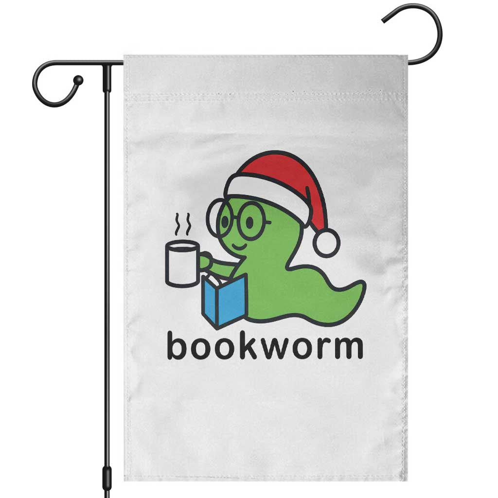 Bookworm Christmas Garden Flag Reading Book Lover - Wonder Print Shop