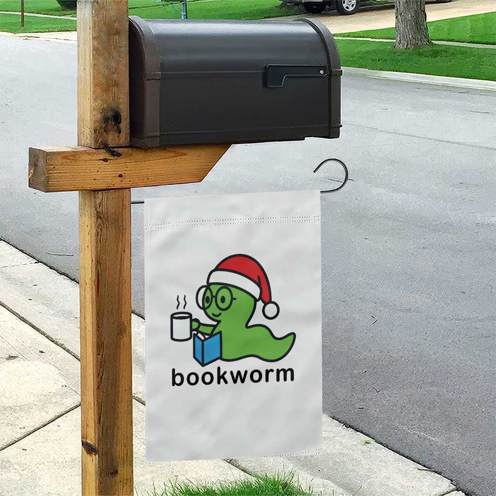 Bookworm Christmas Garden Flag Reading Book Lover - Wonder Print Shop